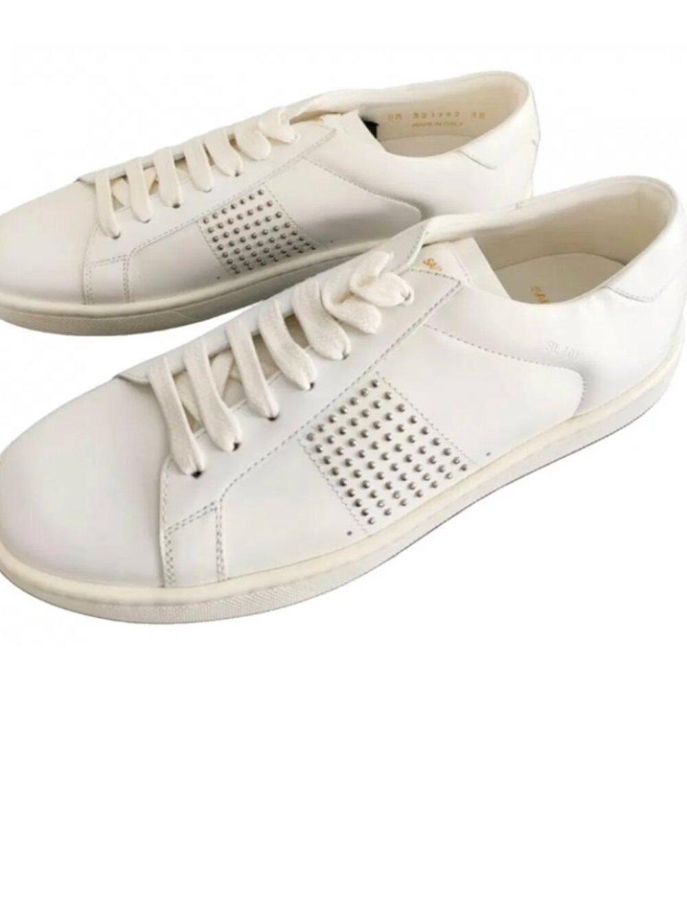 Vintage YSL Saint Laurent sneakers studded white low-tops. Size 37 women’s